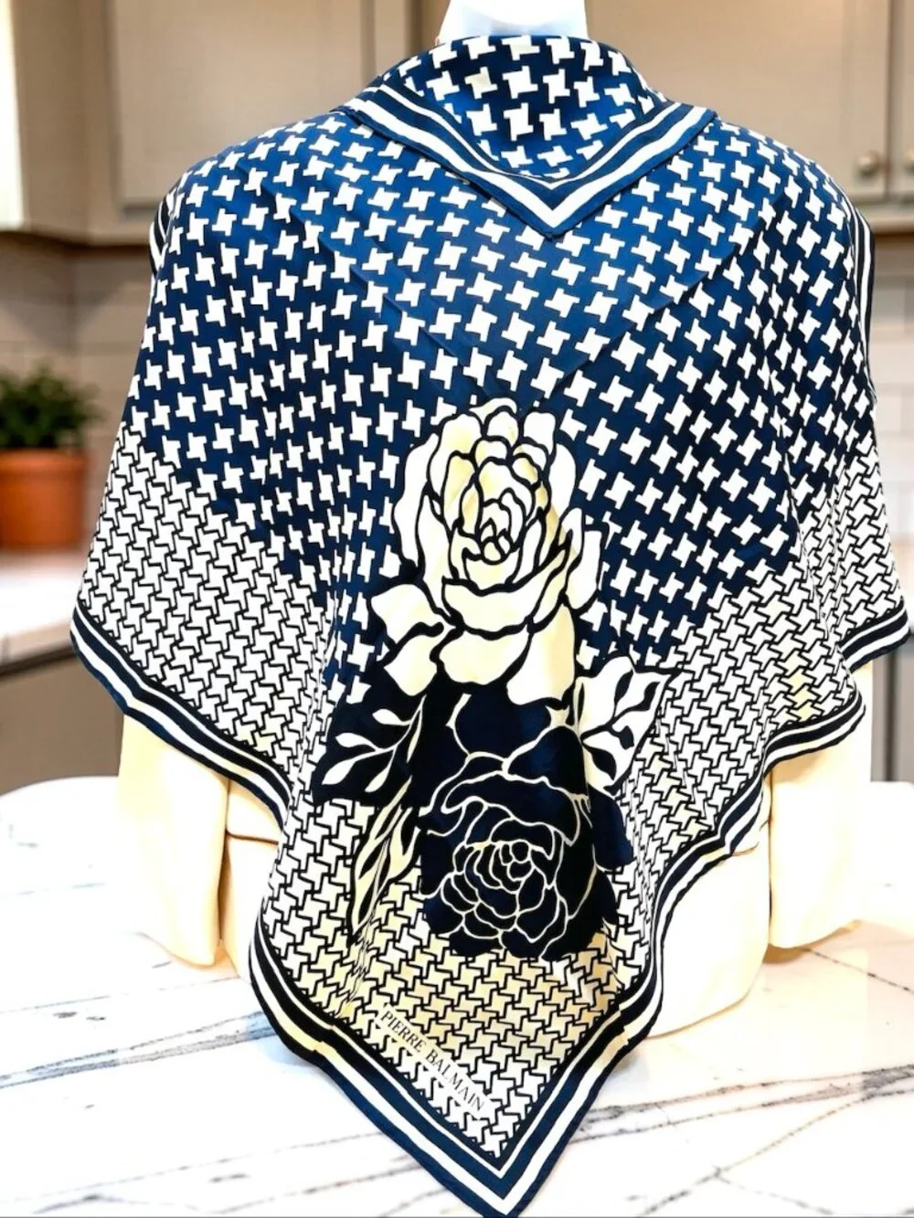 Vintage Pierre Balmain 100% silk scarf satin 30